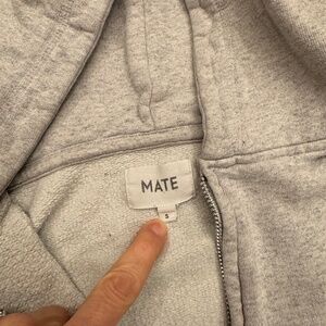 MATE the Label Organic Fleece Zip Hoodie Grey Size Small